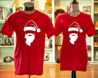 Santa Shirt, Christmas Shirt, Santa Head Tee, Santa Clause Shirt, Xmas Shirt, Screenprint, Custom, Funny Christmas, Holiday Shirt, Santa