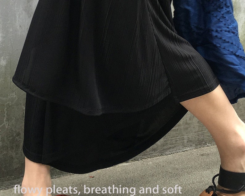 Women pleated skirt pantsyoga skirt pantsplus size trousersoversized pantselastic waist casual pantsasymmetrical trousers K1661