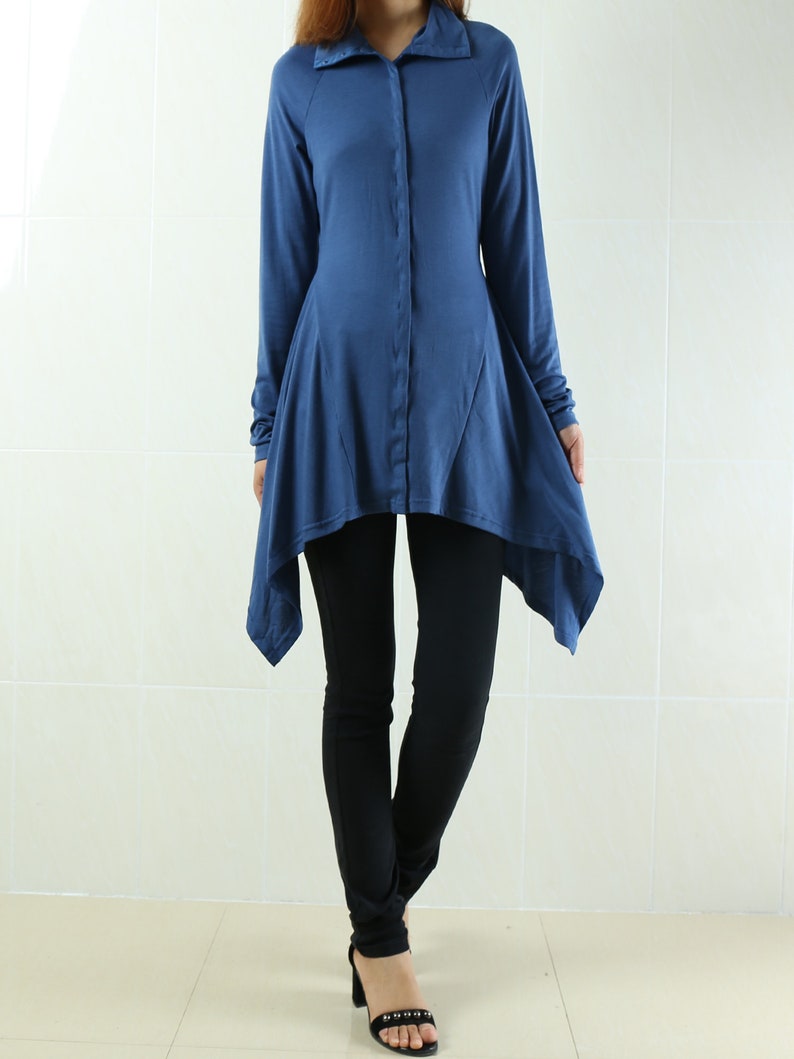 Y1930 Women/'s Asymmetrical Knit Topblue jackethigh neck tunic dresscotton t-shirtplus size oversized casual customized Maternity