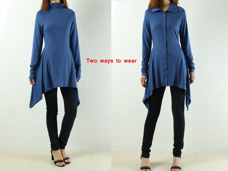 Y1930 Women/'s Asymmetrical Knit Topblue jackethigh neck tunic dresscotton t-shirtplus size oversized casual customized Maternity