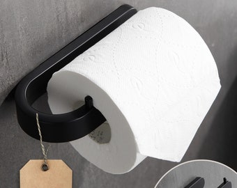 Porte papier toilette inox, porte papier toilette, porte papier toilette sans perçage, rangement papier toilette antirouille, noir, blanc, gris