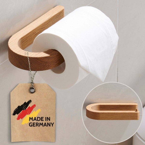 Toilettenpapierhalter Holz, Klopapierhalter Holz, Klorollenhalter Holz, Toilettenpaper Aufbewahrung aus nachhaltiger Forstwirtschaft, Eiche