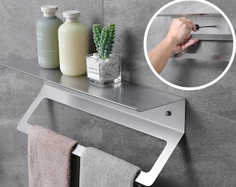 DEKAZIA Stainless Steel Towel Holder Brushed | Bathroom Towel Bar Wall | Guest Towel Rail Hand Towel Shelf