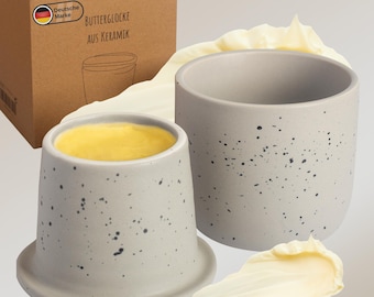 Burriera in ceramica francese – Burro spalmabile senza frigorifero | Contenitore per burro con barriera antiacqua | Cupola per burro raffreddata ad acqua