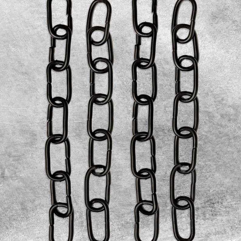 DEKAZIA® juego de 4 cadenas de eslabones negros para manualidades y manualidades Cadenas de acero negro mate Decoración de cadena 2,8 mm de espesor, 24 cm de largo cada uno imagen 1