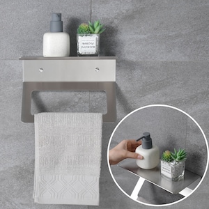DEKAZIA® towel holder brushed stainless steel | Towel holder bathroom black matt | Towel rail | Guest towel holder towel rack