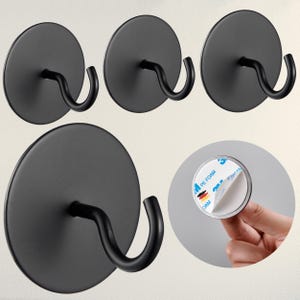 DEKAZIA® adhesive hooks | self-adhesive hooks, towel hooks, black wall hooks, black | white | kitchen hooks, black hooks, stainless steel coat hooks