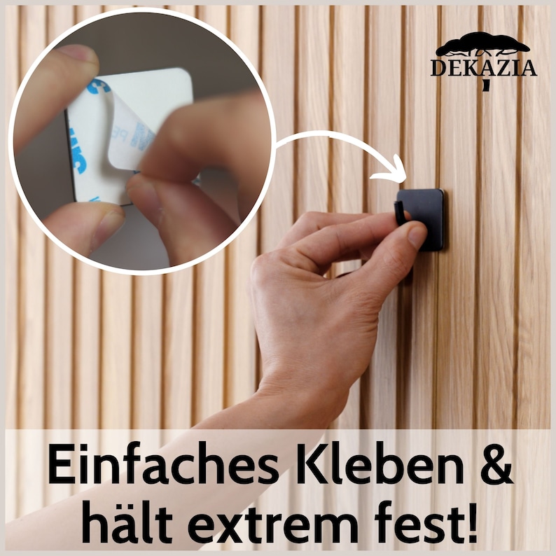 DEKAZIA® Klebehaken Haken selbstklebend Handtuchhaken schwarz Wandhaken schwarz matt Küchenhaken schwarze Haken Kleiderhaken Edelstahl Bild 2