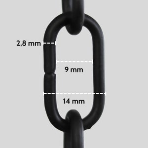 DEKAZIA® juego de 4 cadenas de eslabones negros para manualidades y manualidades Cadenas de acero negro mate Decoración de cadena 2,8 mm de espesor, 24 cm de largo cada uno imagen 2