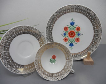 Blumen SAMMELTASSE, Bareuther Waldsassen, Golddekor Sammelgedeck, altes Teegedeck Kaffeegedeck, Kuchengedeck Tasse Teller, vintage Geschenk