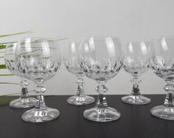 6 VERRES À VIN, verre à vin blanc des années 70, verre à vin rouge, verres à pied vintage pour la fête, grands verres à boire pour la table de fête, soirée vin