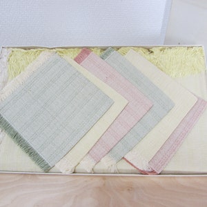 TABLECLOTH with 6 napkins, Milano, 60s table linen, OVP, fabric napkins fringes, dining room tablecloth, coffee table cloth, sewing