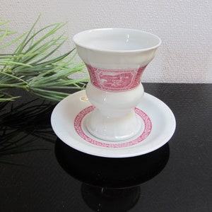 HEINRICH TASSE, Rüdesheimer coffee cup tea cup, tall collector&#39;s cup, white red V&B porcelain mug for iced coffee + cocoa, Pharisee, mulled wine