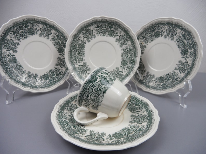 kitchen utensils cup confects BURGENLAND green plate 4 UNTERTELLER for soup cup and a KAFFEETASSE vintage V /& B tableware