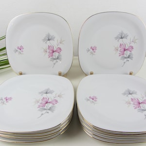 Vintage Wunsiedel taartborden (6/12 inch), shabby chic saladeborden, bijgerechtborden, ontbijtborden uit het midden van de vorige eeuw, dessertborden, borden voor een taartbuffet.