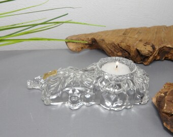 Candle holder, lead crystal tealight holder, candle holder for small candles, table decoration with glass, German glass art, candle glass as BLATT