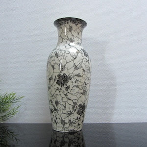 Antique vase by Villeroy & Boch, Mettlach copperplate engraving, Art Deco flower vase 32 cm, vintage porcelain WGP black, gift to collectors
