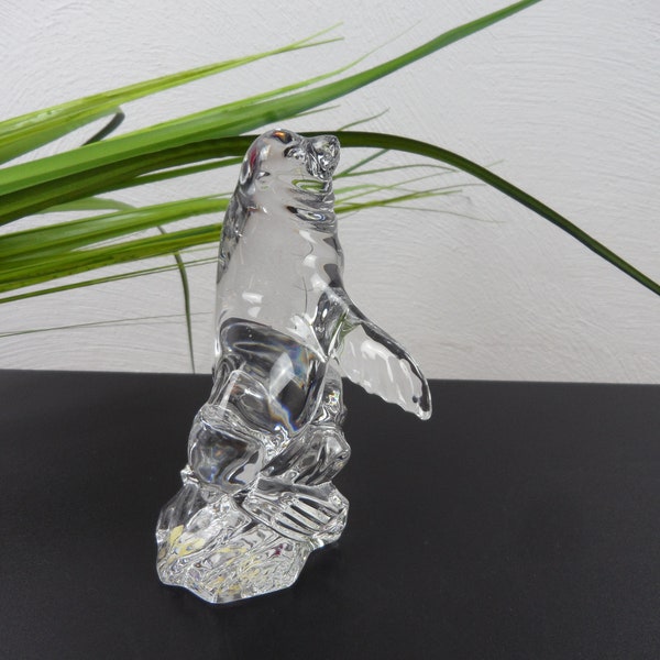 ROBBE crystal figure by JOSKA Bodenmais, crystal SEEHUND, Silberberg, Mother's Day gift, sea lion glass animal figure, glass figures, glass animals