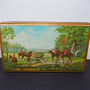 EDUSCHO tin can shabby chic, coffee tin made of tin, hunting picture, tea tin vintage, storage tin, treasure chest, tin box from Bremen, hunting