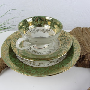 Green Schirnding COLLECTOR&#39;S DISH, 1940s COLLECTOR&#39;S CUP, vintage coffee set, shabby chic tea set, Mid Century porcelain for coffee table