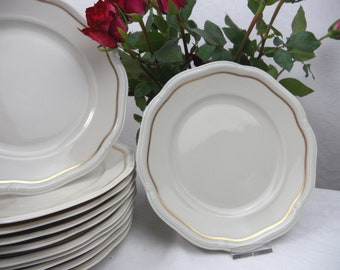 10 Plankenhammer CAKE PLATES, gold rim side plate salad plate, FLOSS, vintage dessert plate breakfast plate, grandma's trousseau porcelain