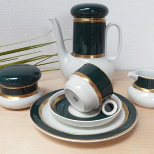 THOMAS, Rosenthal coffee service TEA SERVICE for 11 people, coffee set coffee pot milk jug sugar bowl green gold, coffee table 70s