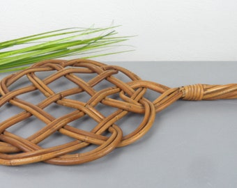 vintage CARPET BEATER, 50s 60s beater for carpets and fabrics, willow rods home decoration for Easter, rustic mid century wall decoration