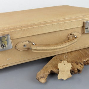 beige LEATHER SUITCASE, old SUITCASE, travel suitcase from the 50s and 60s, home decoration for Thanksgiving, book case, holiday suitcase for weekend trips