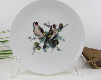 AK Kaiser wall plate with goldfinches birds, porcelain, Alboth + Kaiser, cake plate with bird motif, collector's plate, decorative plate, gift for bird lovers