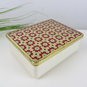 Eduscho coffee tin can red gold, tea box shabby chic, tea tin, biscuit tin box for tools letters buttons, storage tin kitchen decoration