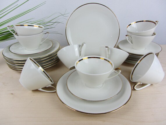 8 Personen KAFFEESERVICE Teeservice von Oscar Schaller, Kaffeegeschirr Kaffeegedecke Mid Century, Bauhaus Design Sammelgedeck, Rheinpfalz