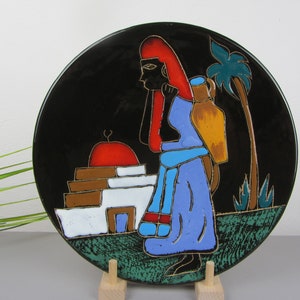 WALL PLATE 31 cm from TUNISIA, hand-painted, WALL PICTURE, colorful collector&#39;s plate, wall photo ceramic, decorative plate, gift to collector, unique plate