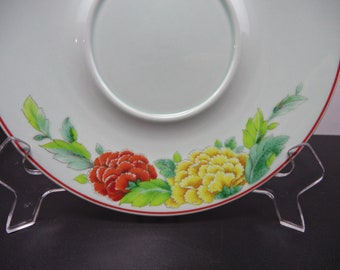 9 Villeroy & Boch Untertasse Unterteller T'chou, TELLER für Suppentasse, Blumenmotiv grün gelb, deutsches Vitaro Porzellan Mettlach Service