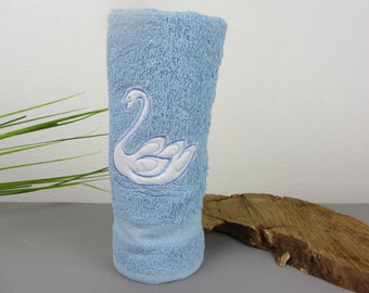 SERVIETTE rose avec cygne, emballage d'origine non utilisé, serviette en coton années 70 pour salle de bain, cadeau pour filles anniversaire communion baptême