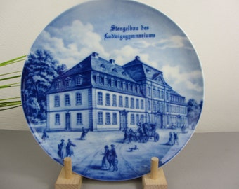 Assiette de collection, assiette murale bleue, 7e assiette de Sarrebruck 1979, 375 ans du Ludwigsgymnasium, Sarre, muhlke, cadeau d'anniversaire, enseignant, étudiant