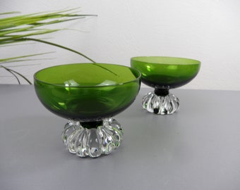 2 bols à champagne ASEDA verts, bol à dessert, Bo Bergström Suède, bol à crème glacée, verre à champagne des années 1960, gobelet à champagne, décoration en verre moderne