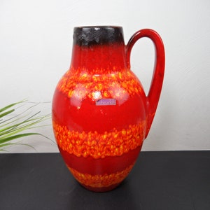 red Scheurich VASE, Heinz Siery, 239-38, floor vase, WGP ceramic vase, seventies flower vase, umbrella stand ceramic, West German Pottery,