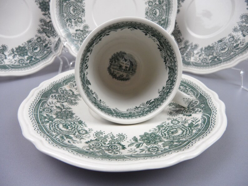 kitchen utensils cup confects BURGENLAND green plate 4 UNTERTELLER for soup cup and a KAFFEETASSE vintage V /& B tableware