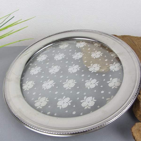 Cake plate cake plate with doily and metal frame, festive serving tray, glass plate, serving plate for cake buffet