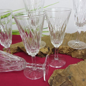 6 CHAMPAGNE GLASSES, champagne glass mid century, prosecco glass, diamond decor, 50s 60s trousseau gift, vintage champagne flute, champagne goblet