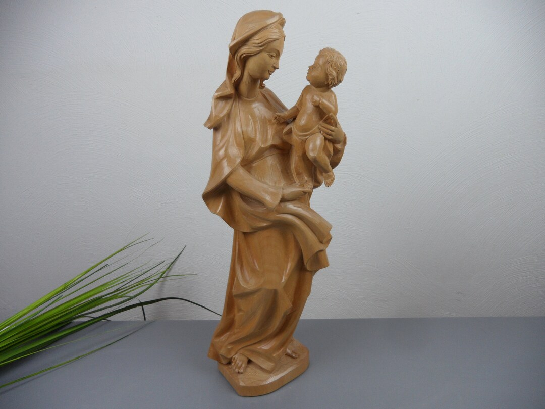 Buy Mary Mother of God With Jesus Child, Madonna Carved From Wood ...