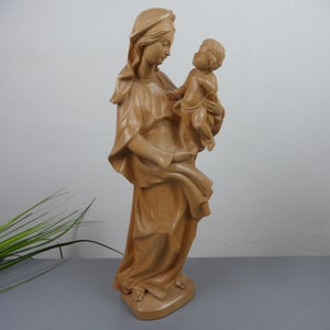 Mary Mother of God with Jesus Child, Madonna carved from wood, handcraft - art workshop, Holy Mary, Mary altar, May devotion church