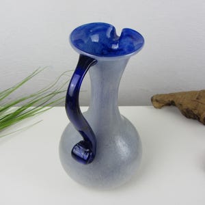 Pitcher vase, blue flower vase, HECHO, vintage handle vase, jug for flower decoration, table vase, carafe, living room decoration, wine jug, collector&#39;s gift