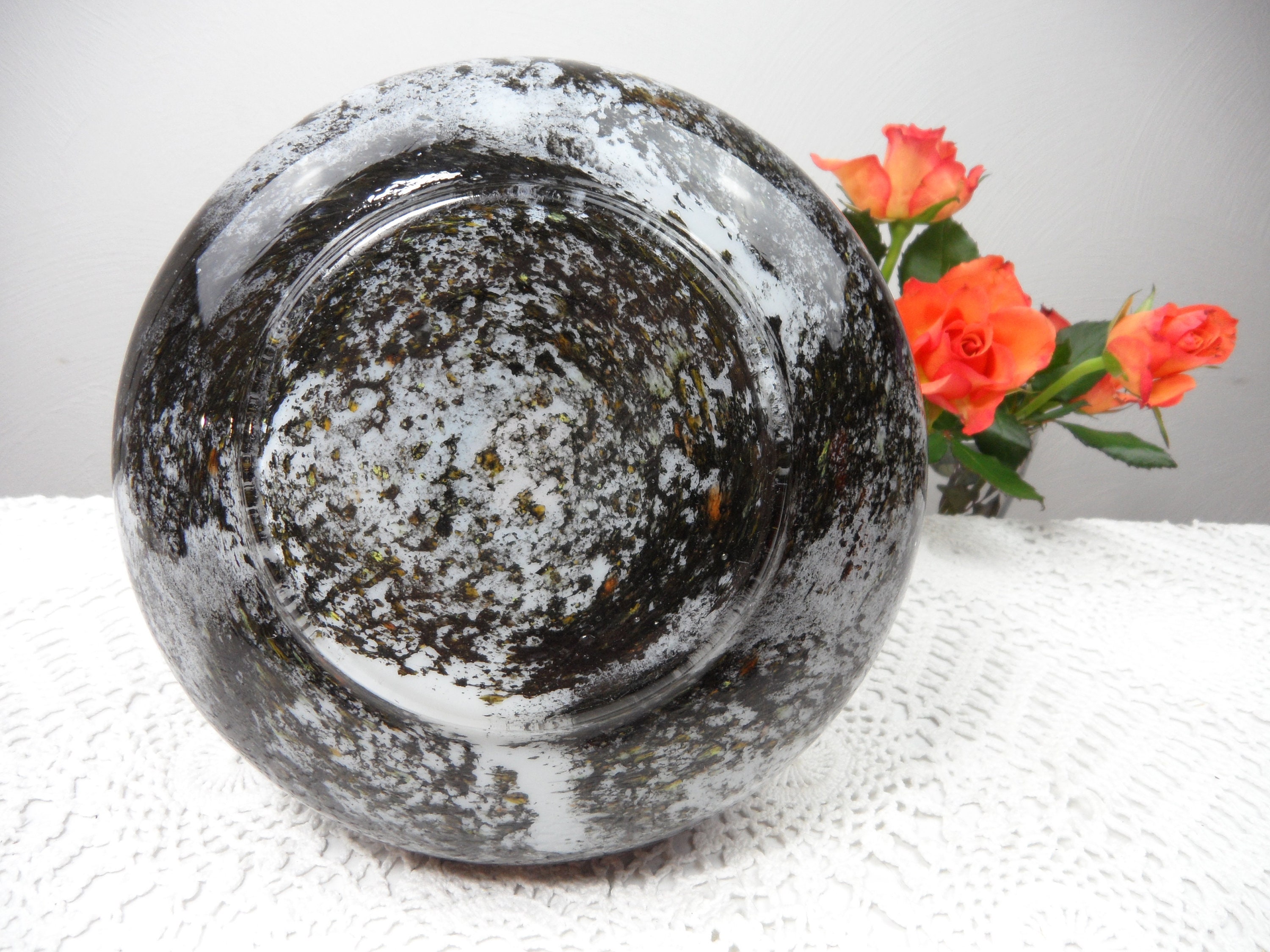 ブラックムラーノ花瓶、花瓶、ガラス花瓶、コレクター向けの