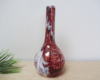 VASE MURANO rouge blanc, vase à fleurs unique comme cadeau ou décoration de la maison, fait à la main, décoration en verre vase en verre époque Pop Art, cadeau au collectionneur, vintage