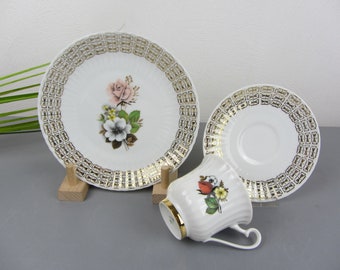 Blumendekor SAMMELTASSE, GAREIS Sammelgedeck, 50s Rosendekor Teegedeck, festliches Kaffeegedeck, Teetasse Kaffeetasse, Weihnachtsgeschenk