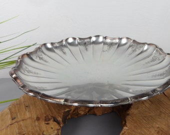 Art Nouveau fruit bowl silver look, wave edge bowl for the festive table, silverware, fruit bowl, bread bowl, large candle plate