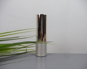 BSF VASE, Design RAUHREIF, Vintage Blumenvase in Silberauflage, Tischvase, schmale Dekovase für exclusive Tischdeko mit Blumen, Modernist