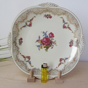 ivory porcelain SERVING BOWL, large gold decor fruit bowl serving plate, Art Deco porcelain plate to match collective place setting coffee service