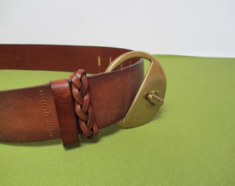 ディーゼルのブラウンレザーベルト、サイズ85～34、未使用！イタリア製